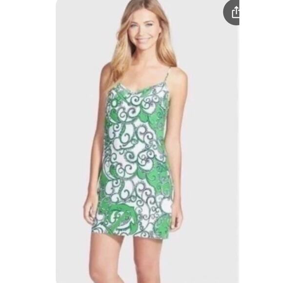 Womens LILLY PULITZER Go Go Green Silk Dust Shape Up Ship Out Dress Size S *C1 - Picture 5 of 5